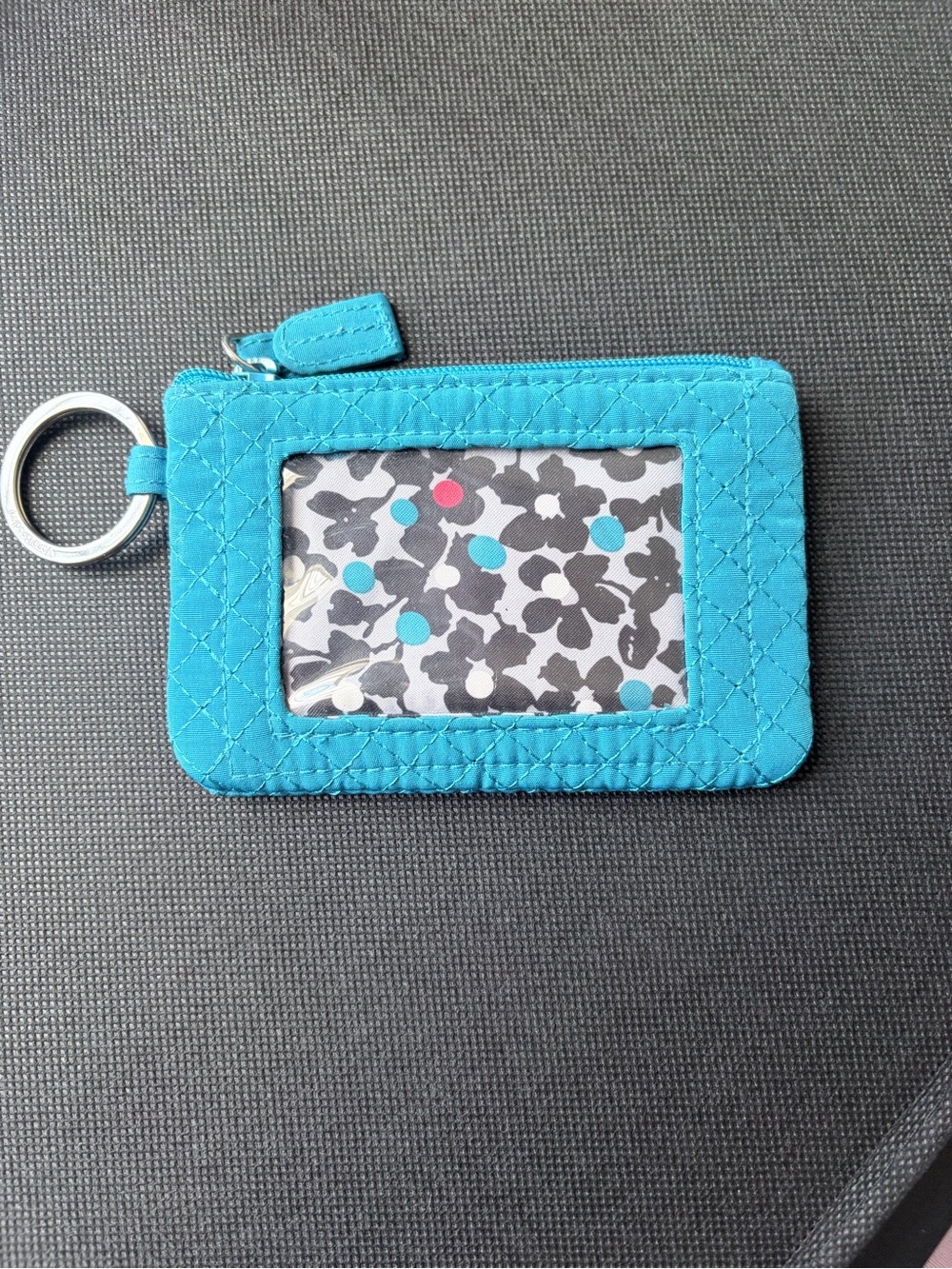 Vera Bradley Teal Quilted ID Card Holder Keyring